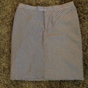 Pencil black and white striped skirt.